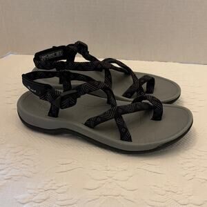Viakix Women's Black Gray Toe Loop Adjustable Strap Buckle Sport Sandal size 10